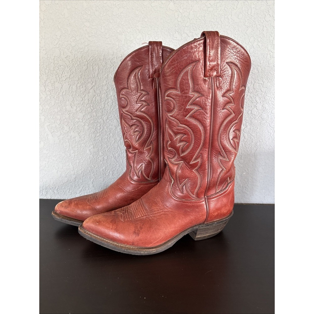 Tony Lama Cowboy Western Boots Men's Sz 9.5 EE Brown Leather Soles USA H1387